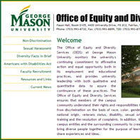 Screen capture of George Mason University's Office of Equity and Diversity Services