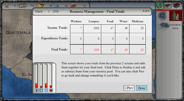 Screenshot of the fourth resource management screen