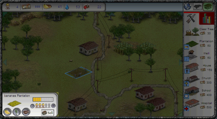 Screenshot of a plantation status box